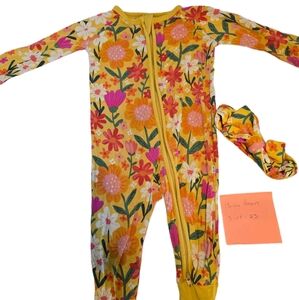 Little Sleepies Yellow and Pink Floral Footies